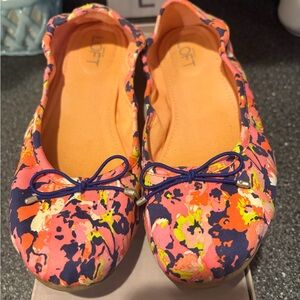LOFT Women's Vibrant Floral Flats - Pink and Navy